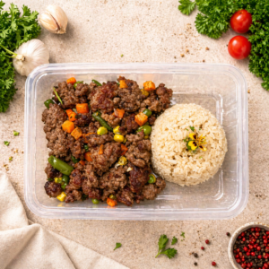 Lean Beef Mince, Brown Rice & Mixed Veg